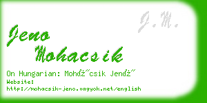 jeno mohacsik business card